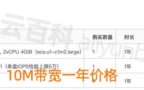 阿里云服务器10M带宽价格表和下载上传速度限制表