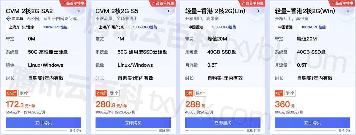腾讯云CVM服务器双11优惠价格