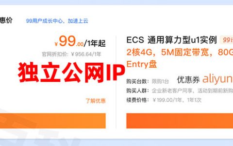 阿里云99一年ecs服务器有公网ip吗？必须有啊