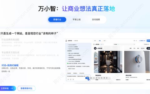 阿里云万小智AI建站版本如何选择？优惠价格15元免费领取CN域名如何获取？