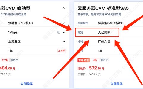腾讯云服务器CVM带宽无公网IP是什么意思？
